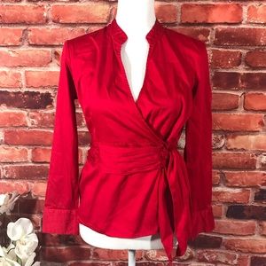 Fred David Red Blouse Sz Sp (L28)